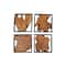Set of 4 Brown Teak Wood Rustic Abstract Wall Decor, 18" x 18"